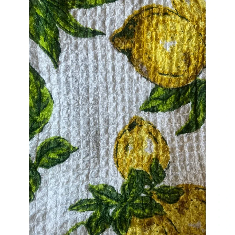 April Cornell Lemons Kitchen Dish Towels Set of 3 Waffle Weave Shabby Chic Lemon